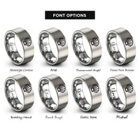 font options for inside engraving on gray scallop shell rings