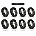 font options for inside engraving on black & silver scalpel rings
