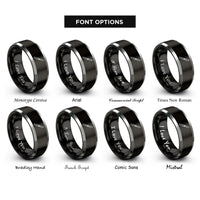 font options for inside engraving on black & grey scalpel rings