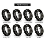 font options for inside engraving on black & silver scandinavia rings