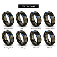 font options for inside engraving on gunmetal & blue scara arm rings