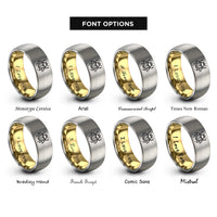 font options for inside engraving on gold & grey scarab beetle rings