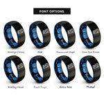 font options for inside engraving on black & blue scarf rings
