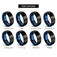 font options for inside engraving on black & blue scarf rings