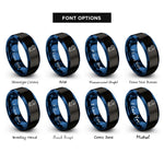 font options for inside engraving on black & blue scarf rings