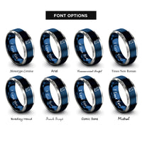 font options for inside engraving on blue & gray scarf rings