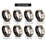 font options for inside engraving on black & rose gold & grey scary lantern rings
