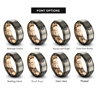 font options for inside engraving on gunmetal & rose gold & gray scary lantern rings