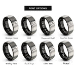 font options for inside engraving on black & grey scatter plot rings