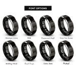 font options for inside engraving on black & grey scatter plot rings