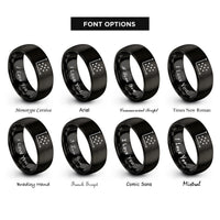 font options for inside engraving on black scatter plot rings