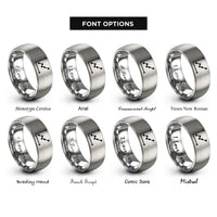 font options for inside engraving on silver scatter plot rings