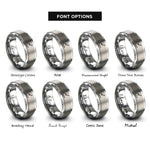 font options for inside engraving on silver scatter plot rings