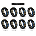 font options for inside engraving on gunmetal & blue scatter plot rings
