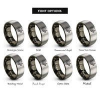 font options for inside engraving on gunmetal & silver scenic overlook rings