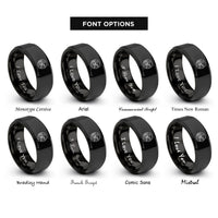 font options for inside engraving on black scenic overlook silhouette rings
