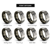 font options for inside engraving on gunmetal & grey scenic overlook silhouette rings