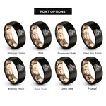 font options for inside engraving on black & rose gold school building rings