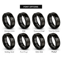 font options for inside engraving on black school building rings