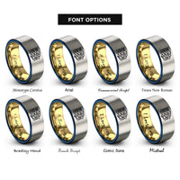 font options for inside engraving on gold & blue & silver school of fish rings