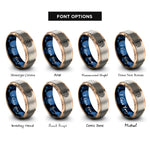 font options for inside engraving on rose gold & blue & silver school of fish rings
