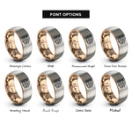 font options for inside engraving on rose gold & grey school of fish rings