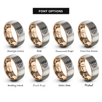 font options for inside engraving on rose gold & grey school of fish rings