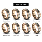 font options for inside engraving on rose gold school of fish rings