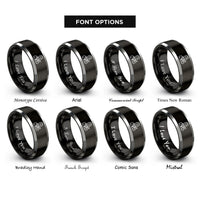 font options for inside engraving on black & gray scientist flask rings