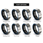 font options for inside engraving on black & blue & gray scimitar crescent moon rings