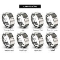 font options for inside engraving on silver scimitar crescent moon rings
