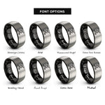 font options for inside engraving on black & grey scissor lift rings