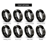 font options for inside engraving on black & silver scissor lift rings