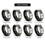 font options for inside engraving on black & grey scissor lift rings