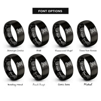 font options for inside engraving on black scissor lift rings