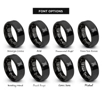 font options for inside engraving on black scissor lift rings