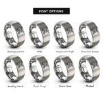 font options for inside engraving on silver scissor lift rings