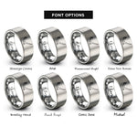 font options for inside engraving on gray scissor supine pose rings