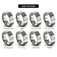 font options for inside engraving on gray scissor supine pose rings