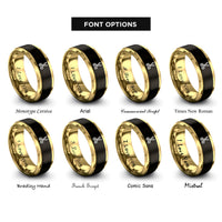 font options for inside engraving on black & gold scissors rings
