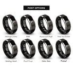 font options for inside engraving on black & silver scissors rings