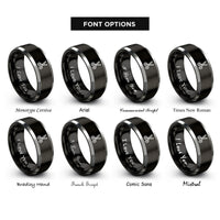 font options for inside engraving on black & silver scissors rings