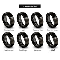 font options for inside engraving on black scissors comb rings