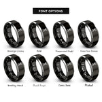 font options for inside engraving on black & silver scissors shears rings