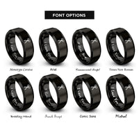font options for inside engraving on black scissors shears rings