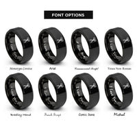 font options for inside engraving on black scissors shears rings
