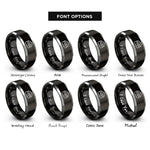 font options for inside engraving on black & silver scone rings
