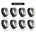 font options for inside engraving on black & grey scooter rider rings