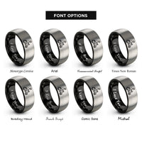 font options for inside engraving on black & grey scooter rider rings