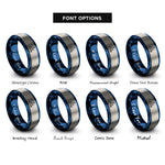 font options for inside engraving on blue & gray scooter rider rings